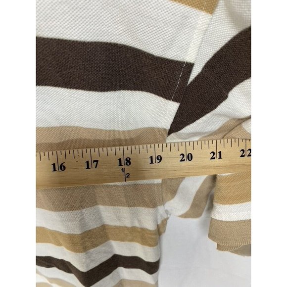 212 NYC Polo‎ Shirt Adult 2XL Beige Striped Button Golfer Rugby Mens - Picture 6 of 8